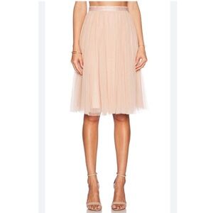 Needle & Thread Layered Tulle Midi Skirt in Ivory Cream Beige Size 6